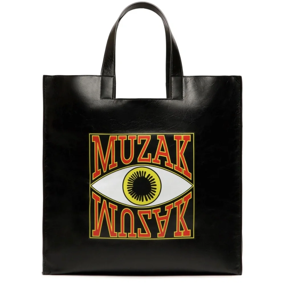 Bally x DJ‎ Leo Mas Muzak-print tote bag, Black leather